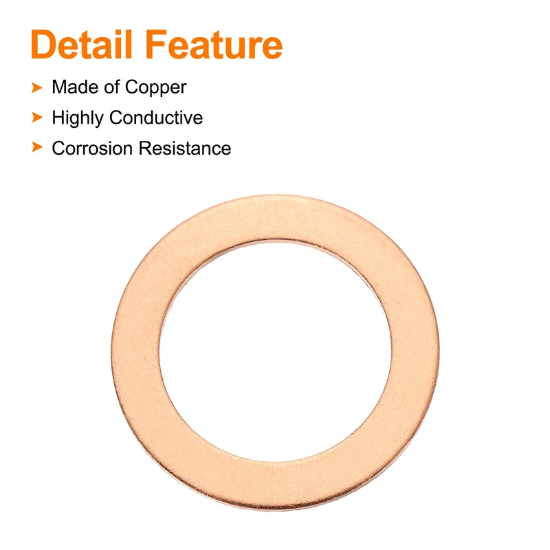 22 Pcs Flat Copper Washers, 28x40x1.5mm Copper Flat Sealing Crush Ring Washers