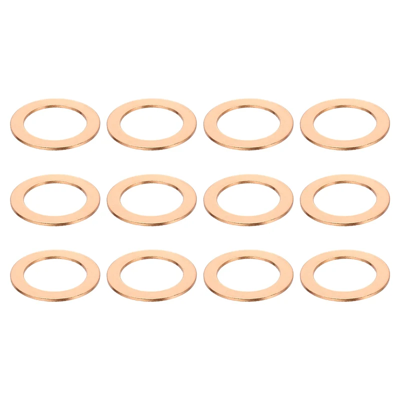 12 Pcs Flat Copper Washers, 28x40x1.5mm Copper Flat Sealing Crush Ring Washers