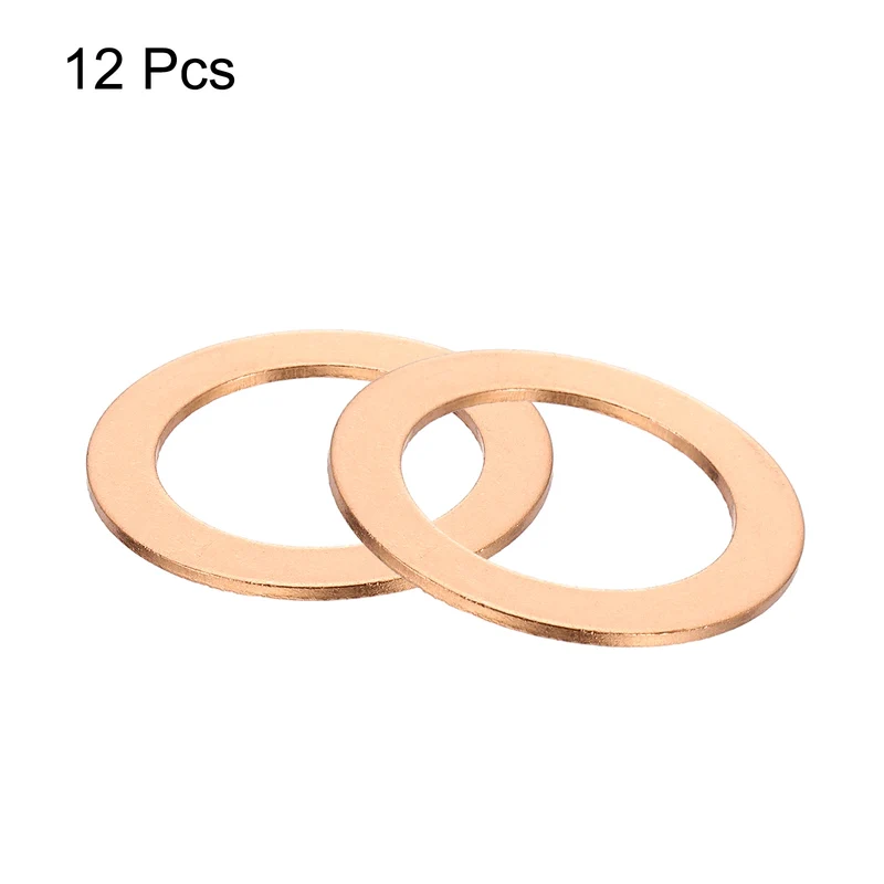 12 Pcs Flat Copper Washers, 28x40x1.5mm Copper Flat Sealing Crush Ring Washers