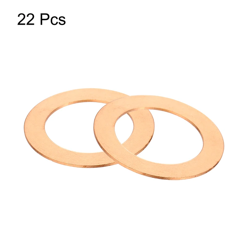 22 Pcs Flat Copper Washers, 27x40x1mm Copper Flat Sealing Crush Ring Washers