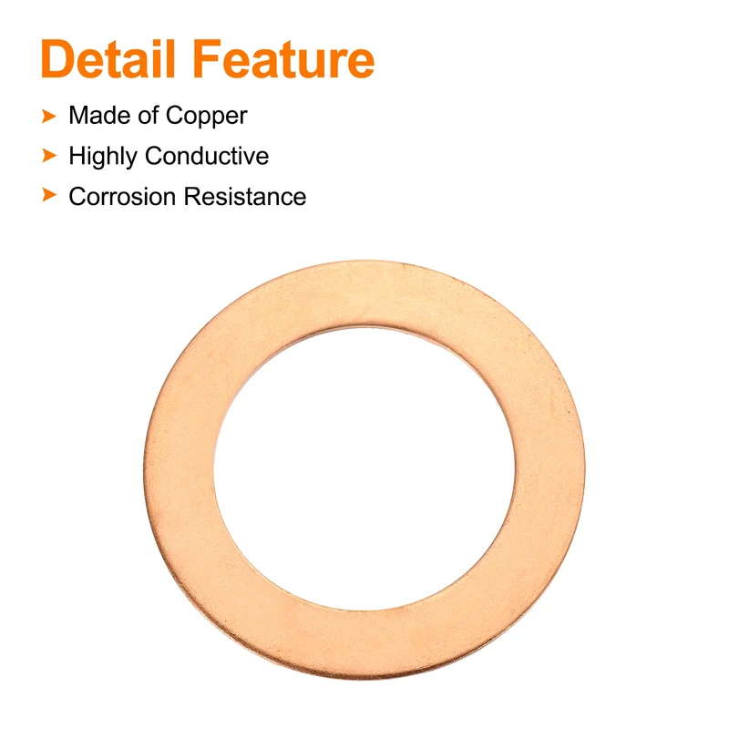 12 Pcs Flat Copper Washers, 27x40x1mm Copper Flat Sealing Crush Ring Washers