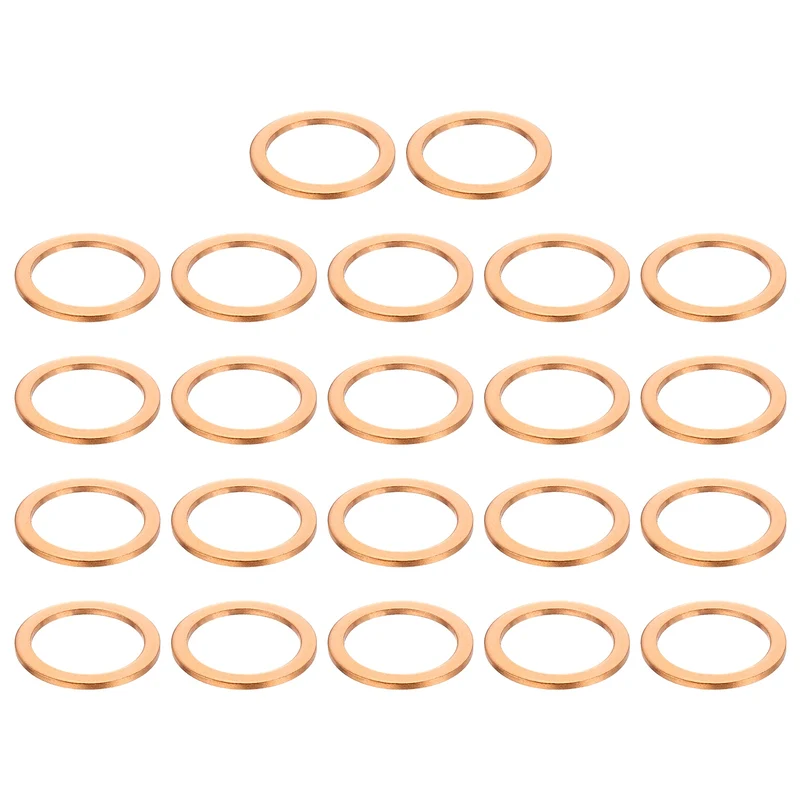 22 Pcs Flat Copper Washers, 27x35x2mm Copper Flat Sealing Crush Ring Washers