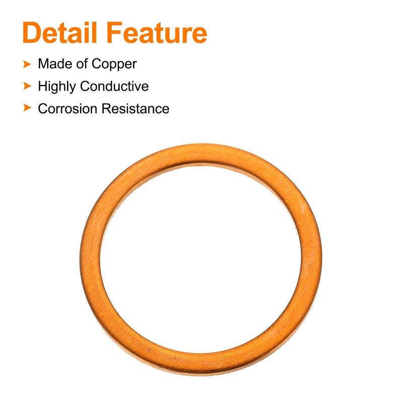 22 Pcs Flat Copper Washers, 26x32x1.5mm Copper Flat Sealing Crush Ring Washers