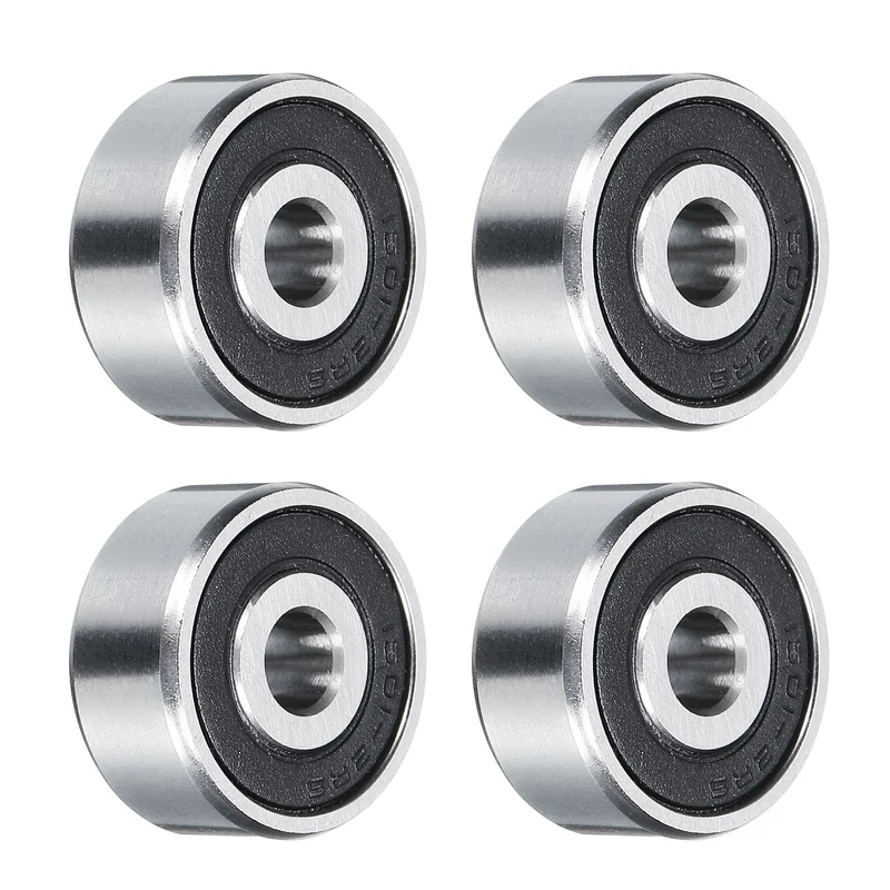 1601-2RS Deep Groove Ball Bearing, 4pcs, 5mm x 17mm x 8mm, Z2 Double Rubber