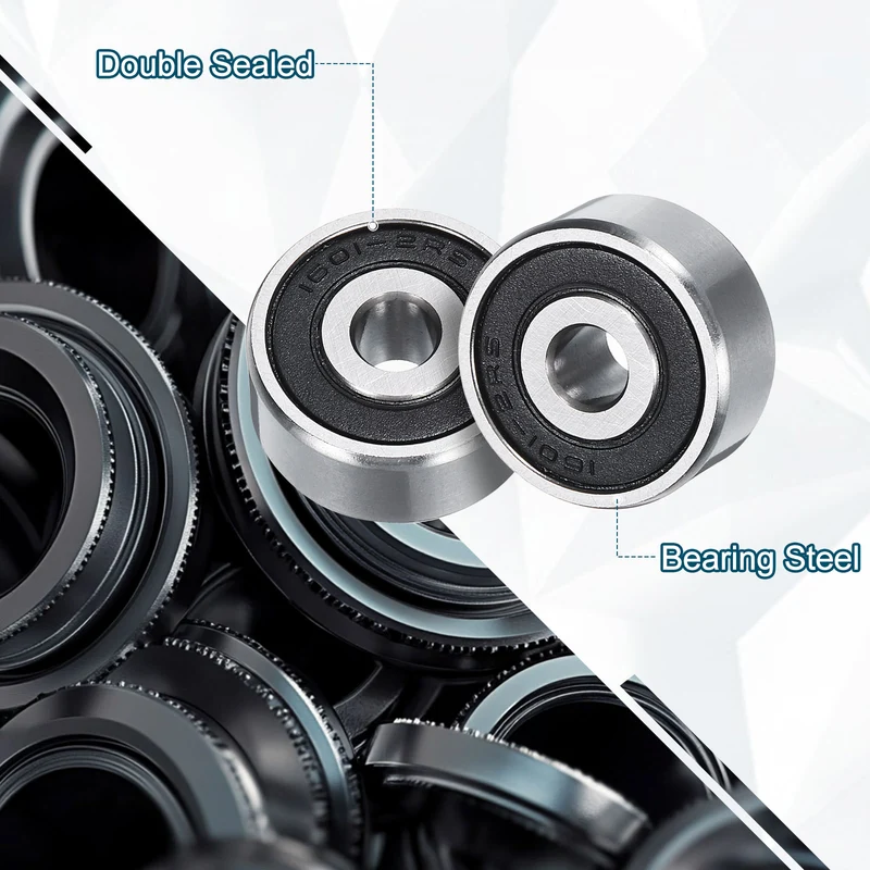 1601-2RS Deep Groove Ball Bearing, 4pcs, 5mm x 17mm x 8mm, Z2 Double Rubber