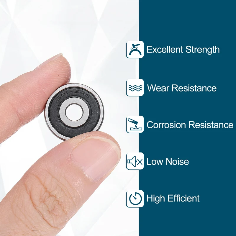 1601-2RS Deep Groove Ball Bearing, 4pcs, 5mm x 17mm x 8mm, Z2 Double Rubber