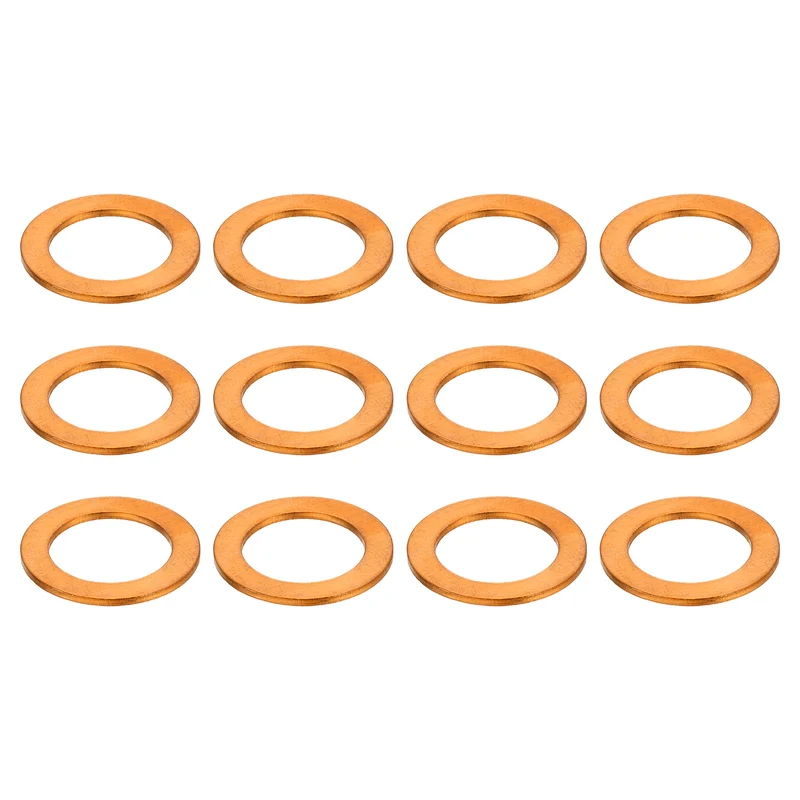 12 Pcs Flat Copper Washers, 12x18x1mm Copper Flat Sealing Crush Ring Washers
