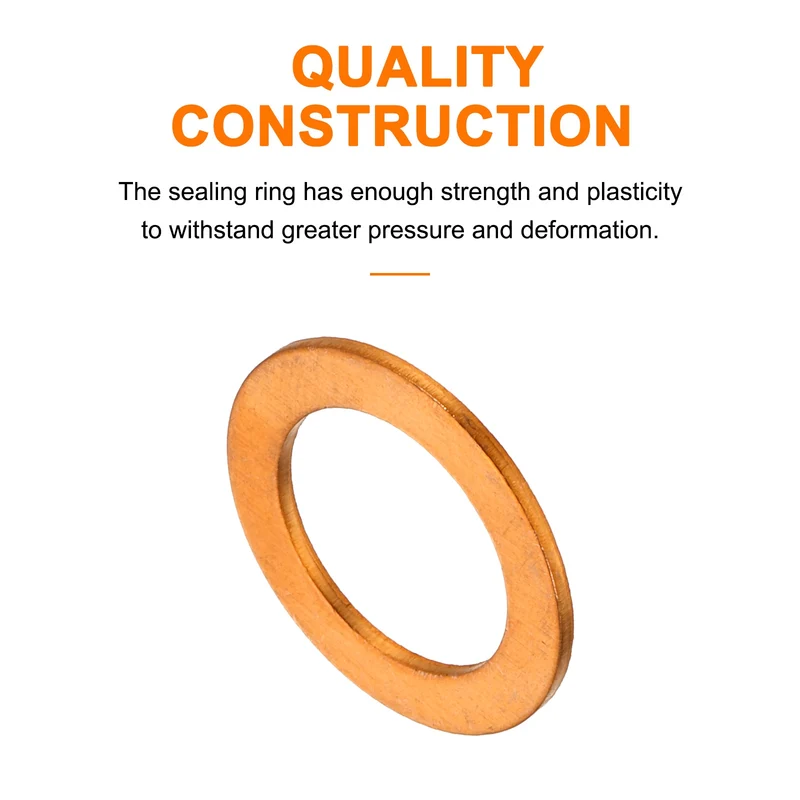 12 Pcs Flat Copper Washers, 12x18x1mm Copper Flat Sealing Crush Ring Washers