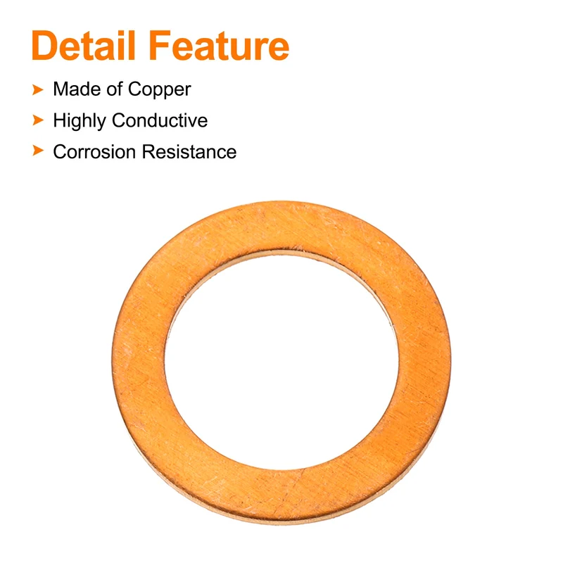 12 Pcs Flat Copper Washers, 12x18x1mm Copper Flat Sealing Crush Ring Washers