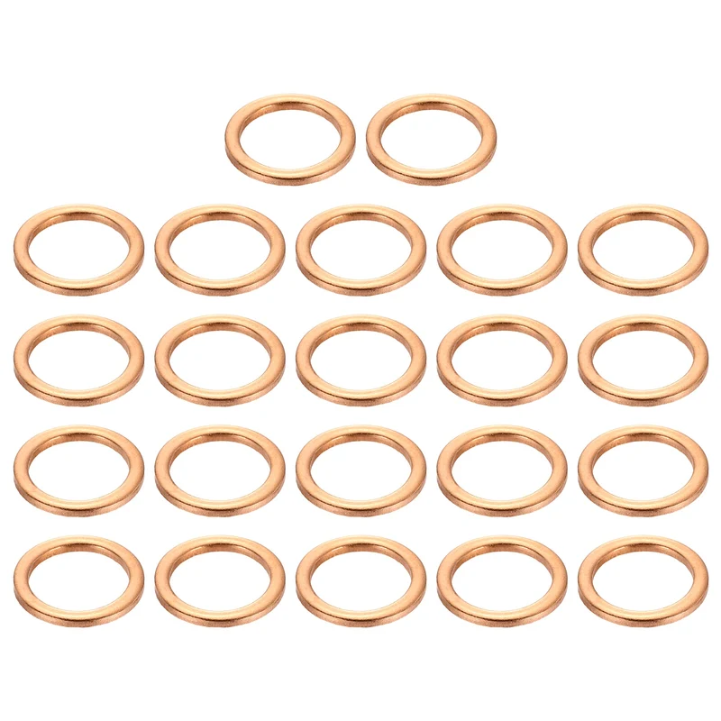 22 Pcs Flat Copper Washers, 12x16x1.5mm Copper Flat Sealing Crush Ring Washers