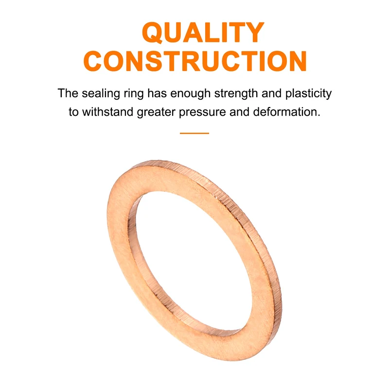 22 Pcs Flat Copper Washers, 11x15x1mm Copper Flat Sealing Crush Ring Washers