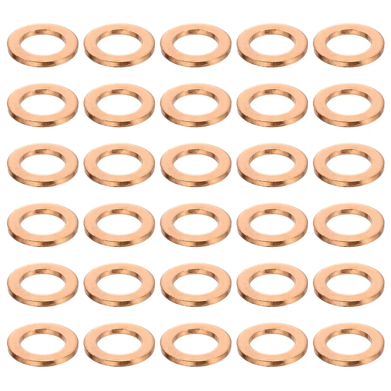 52 Pcs Flat Copper Washers, 10x16x1.5mm Copper Flat Sealing Crush Ring Washers