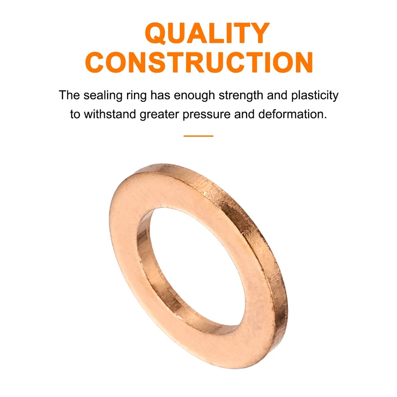 52 Pcs Flat Copper Washers, 10x16x1.5mm Copper Flat Sealing Crush Ring Washers