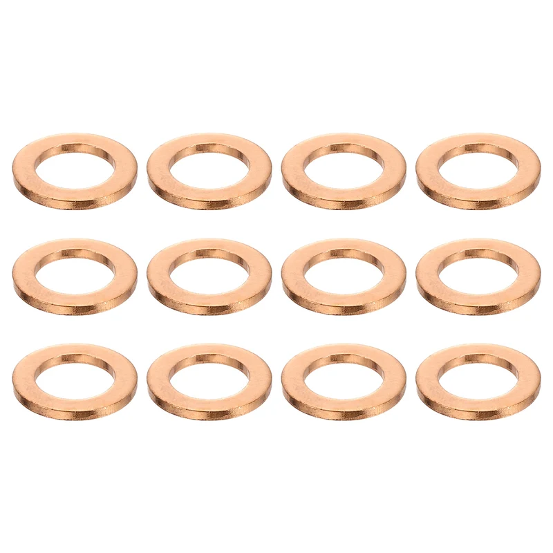 12 Pcs Flat Copper Washers, 10x16x1.5mm Copper Flat Sealing Crush Ring Washers