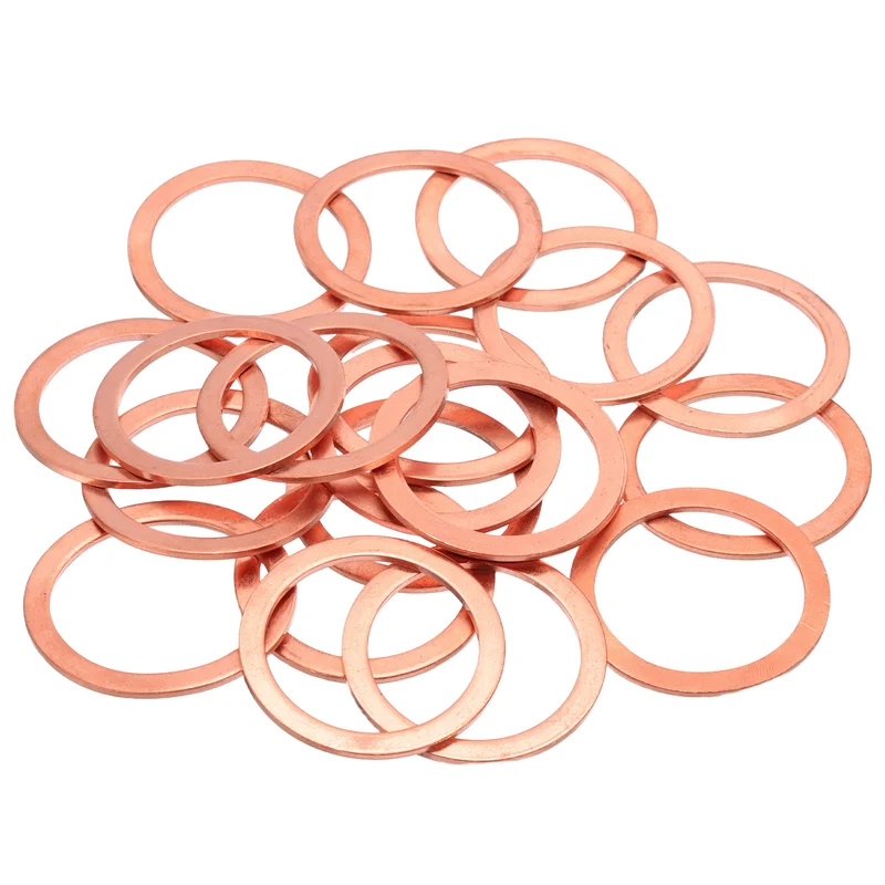 20Pcs M30 Flat Copper Washers 30x38x1.5mm Copper Flat Sealing Ring Washers