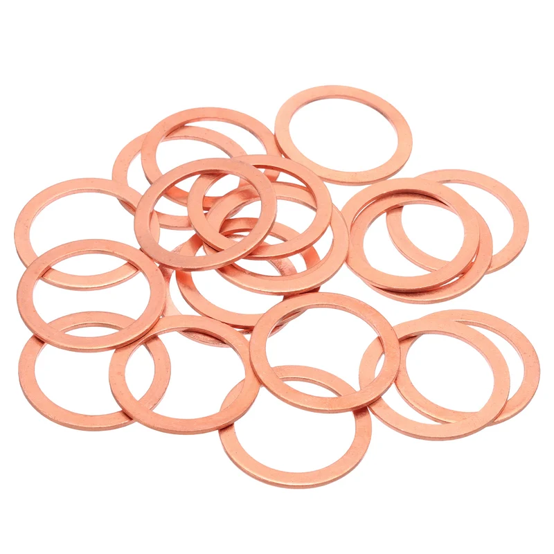 20Pcs M27 Flat Copper Washers 27x35x1.5mm Copper Flat Sealing Ring Washers
