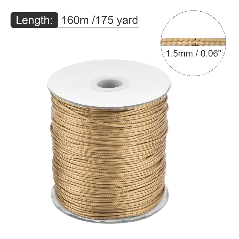 Khaki 1.5mm Waxed Cord 175 Yard Wax Bead Thread String for Jewelry Making