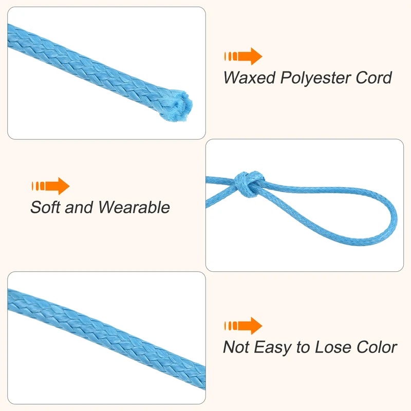 Sky Blue 1.5mm Waxed Cord 175 Yard Wax Bead Thread String for Jewelry Making