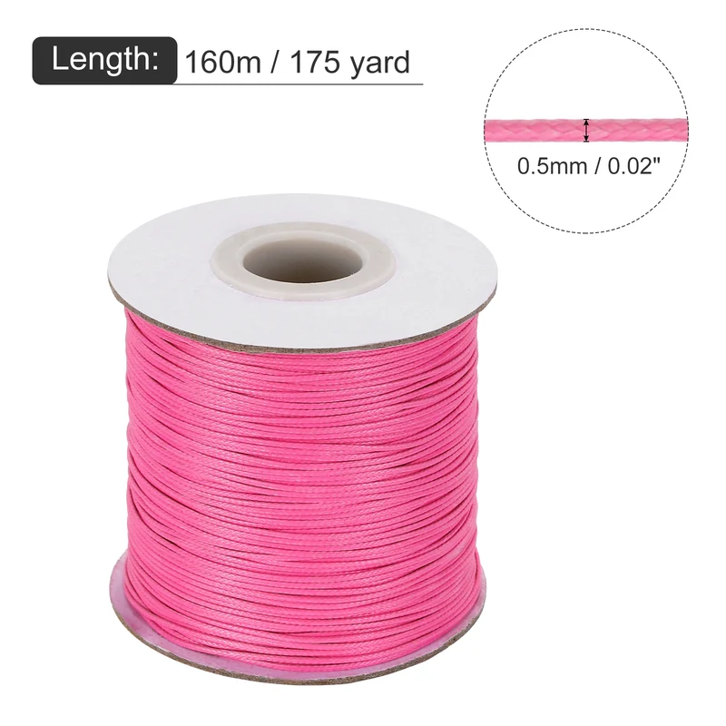 Light Rose Red 0.5mm Waxed Cord 175 Yard Wax Bead Thread String for Jewelry