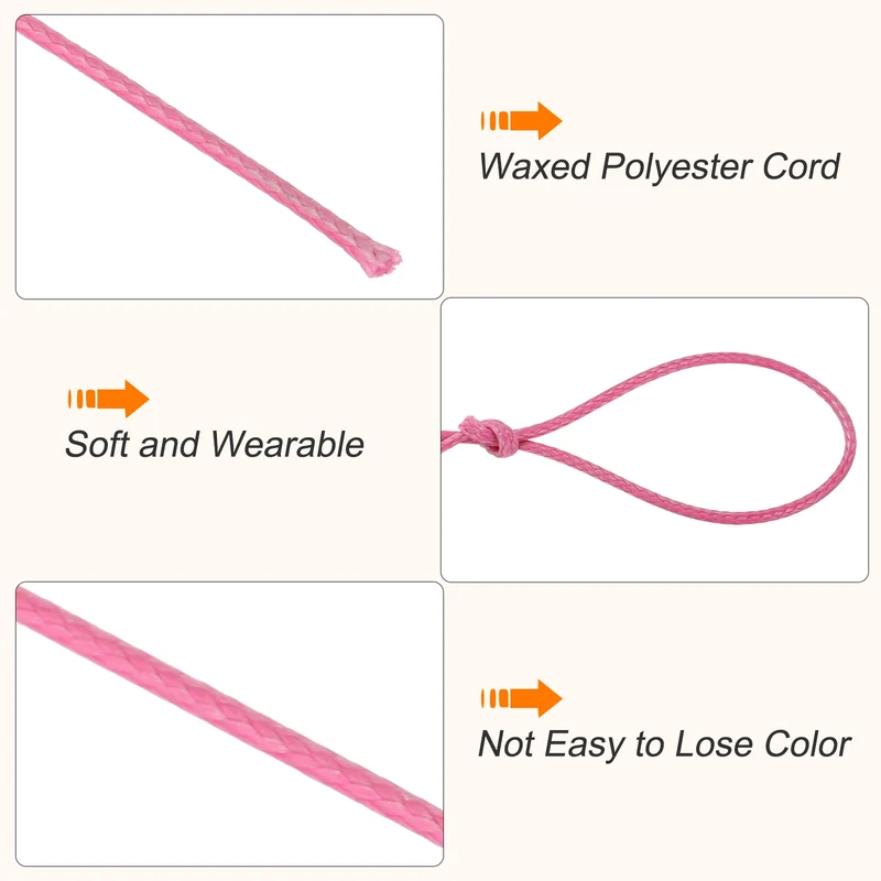 Light Rose Red 0.5mm Waxed Cord 175 Yard Wax Bead Thread String for Jewelry