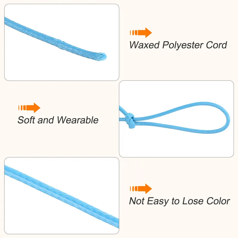Sky Blue 0.5mm Waxed Cord 175 Yard Wax Bead Thread String for Jewelry Making