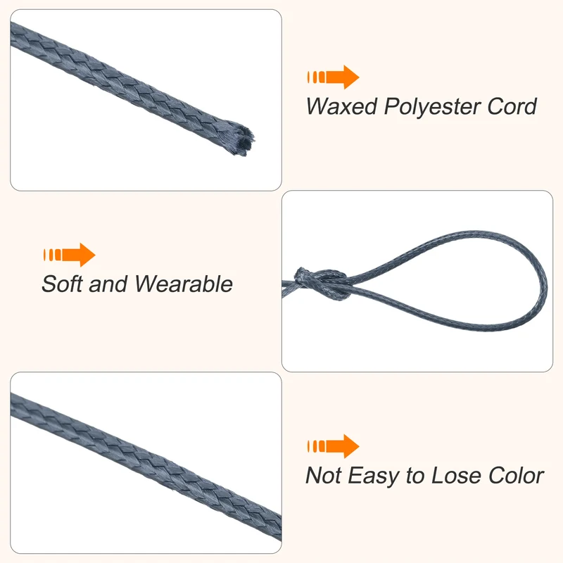 Dark Gray 0.8mm Waxed Cord 175 Yard Wax Bead Thread String for Jewelry Make