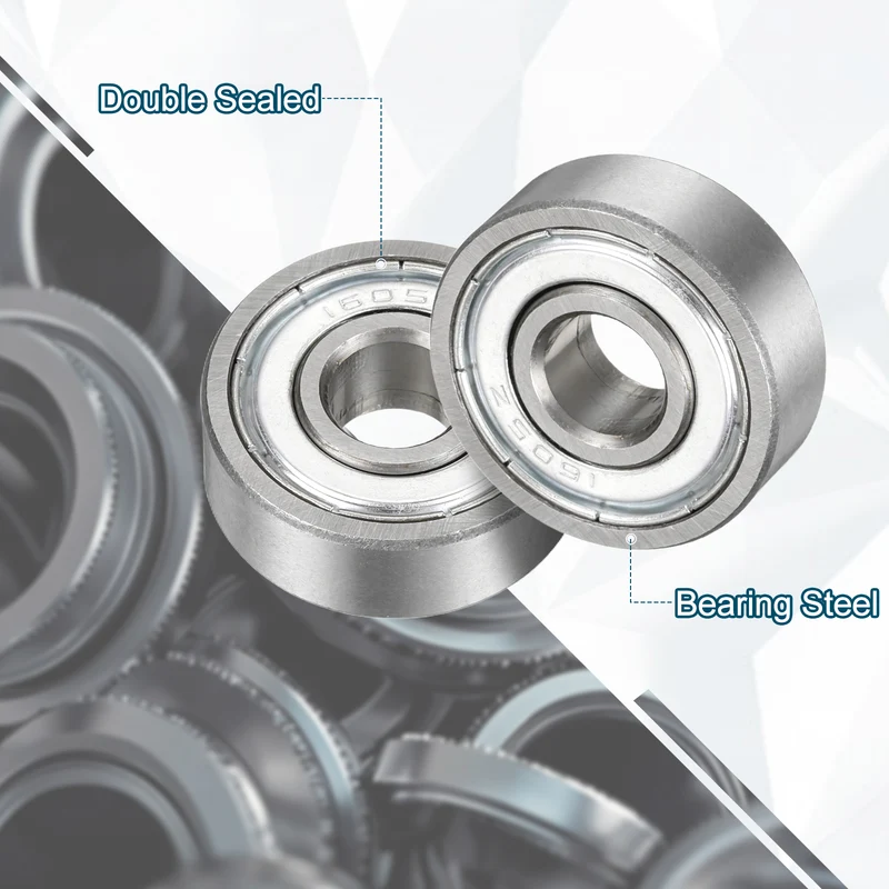 1605ZZ Deep Groove Ball Bearing, 3pcs, 5/16" x 29/32" x 5/16", Z2 Sealed Bearing