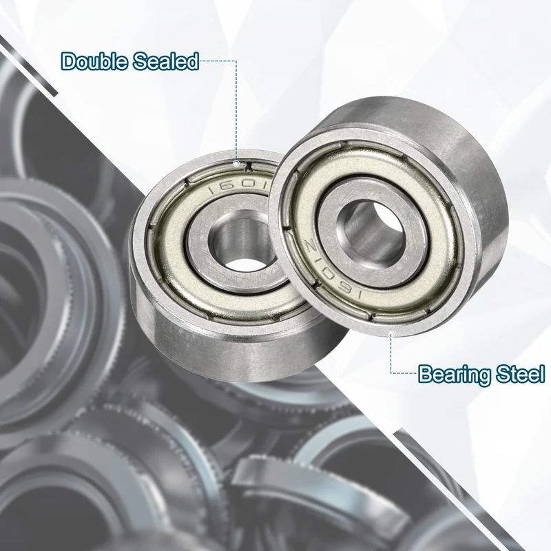 1601ZZ Deep Groove Ball Bearing, 3pcs, 3/16" x 11/16" x 1/4", Z2 Sealed Bearing