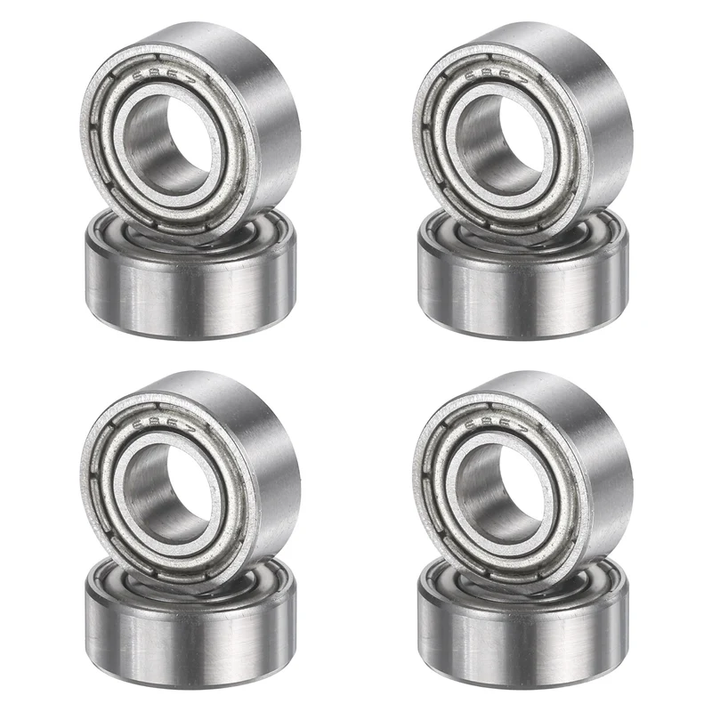 8Pcs 686ZZ 6mmx13mmx5mm Metal Shielded Deep Groove Ball Bearing, Silver