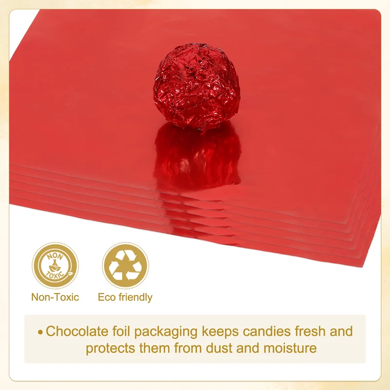 Foil Candy Wrappers 4x4 Inch, 100 Pcs Red Glossy Paper for DIY Chocolate