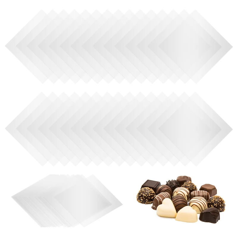 100 Pcs Candy Wrappers 5 x 5 Inch Chocolate Wrap Paper for Lollipop, Transparent