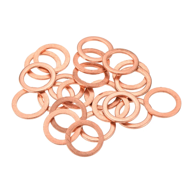 22 Pcs Flat Copper Washers 10x14x1mm Copper Flat Sealing Ring Washers