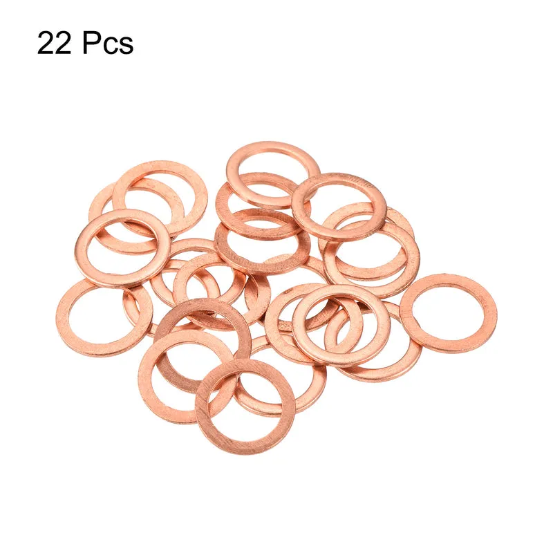 22 Pcs Flat Copper Washers 10x14x1mm Copper Flat Sealing Ring Washers