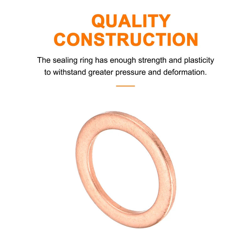22 Pcs Flat Copper Washers 10x14x1mm Copper Flat Sealing Ring Washers