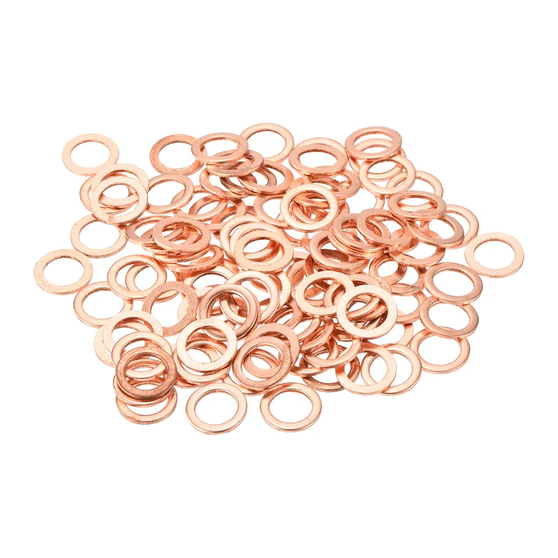 102 Pcs Flat Copper Washers 8x12x1mm Copper Flat Sealing Ring Washers