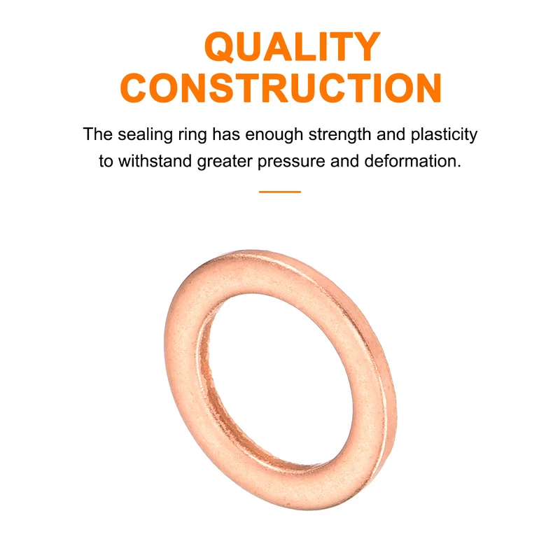 52 Pcs Flat Copper Washers 8x12x1mm Copper Flat Sealing Ring Washers