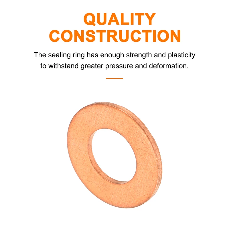 52 Pcs Flat Copper Washers 7x14x1mm Copper Flat Sealing Ring Washers