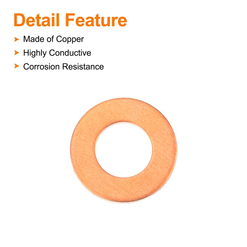 52 Pcs Flat Copper Washers 7x14x1mm Copper Flat Sealing Ring Washers