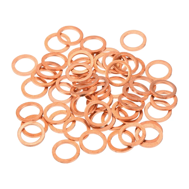 52 Pcs Flat Copper Washers 7x10x1mm Copper Flat Sealing Ring Washers