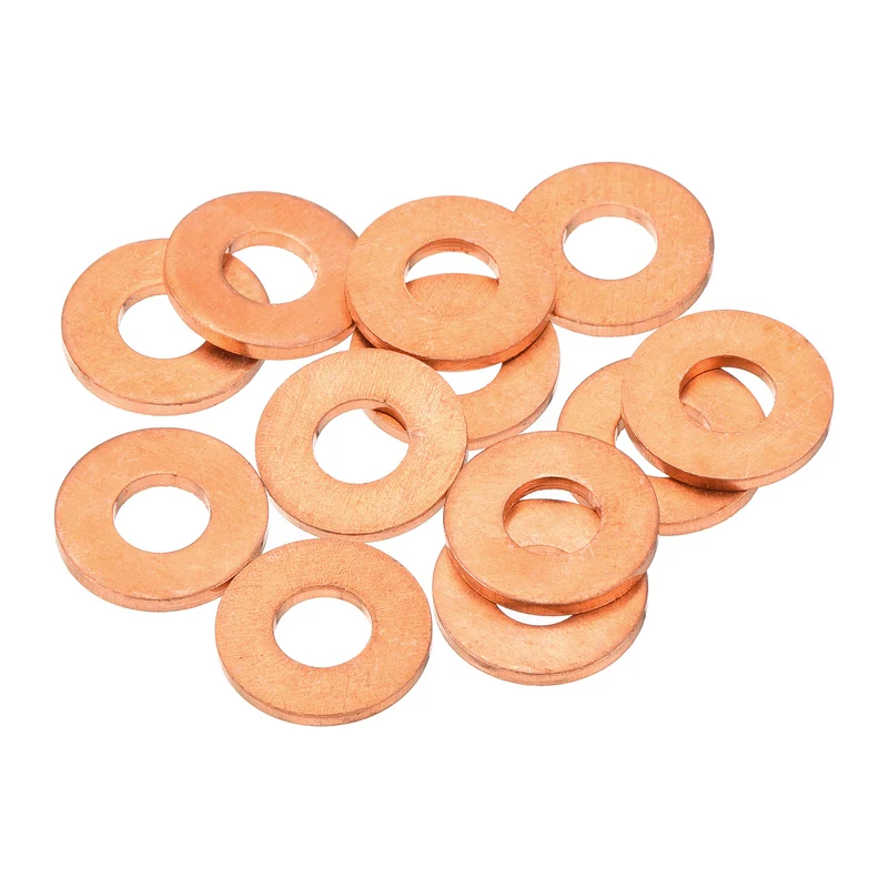 12 Pcs Flat Copper Washers 6x14x1.5mm Copper Flat Sealing Ring Washers