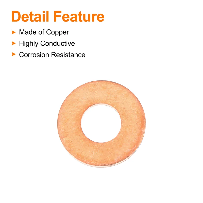 12 Pcs Flat Copper Washers 6x14x1.5mm Copper Flat Sealing Ring Washers
