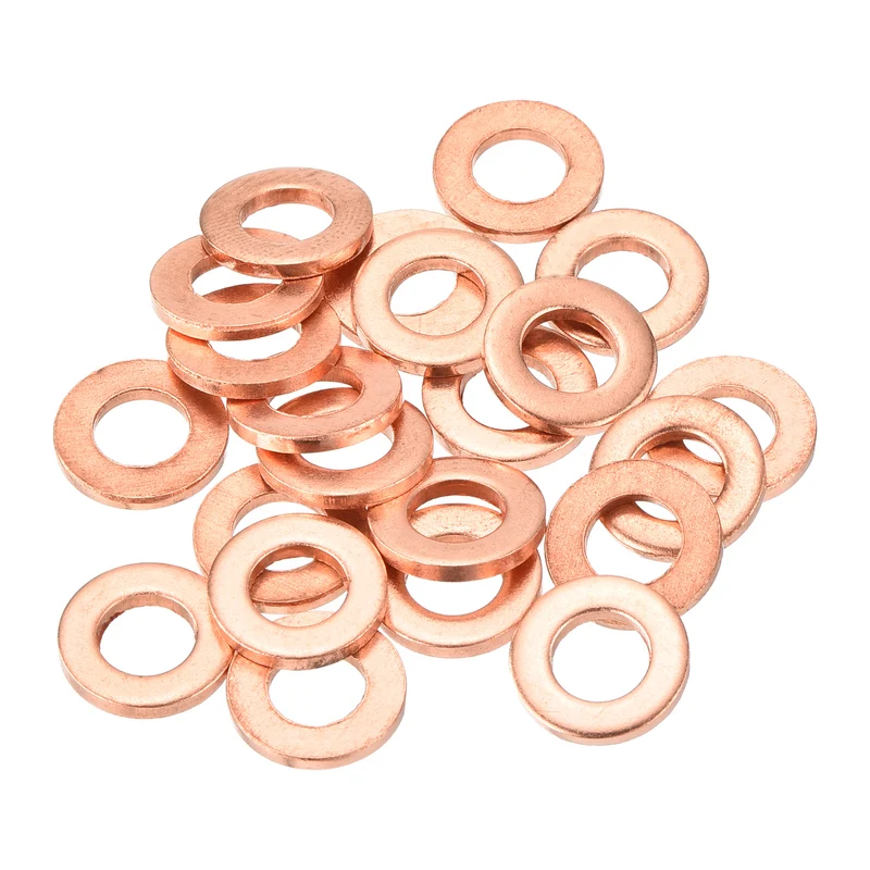 22 Pcs Flat Copper Washers 6x12x1.5mm Copper Flat Sealing Ring Washers