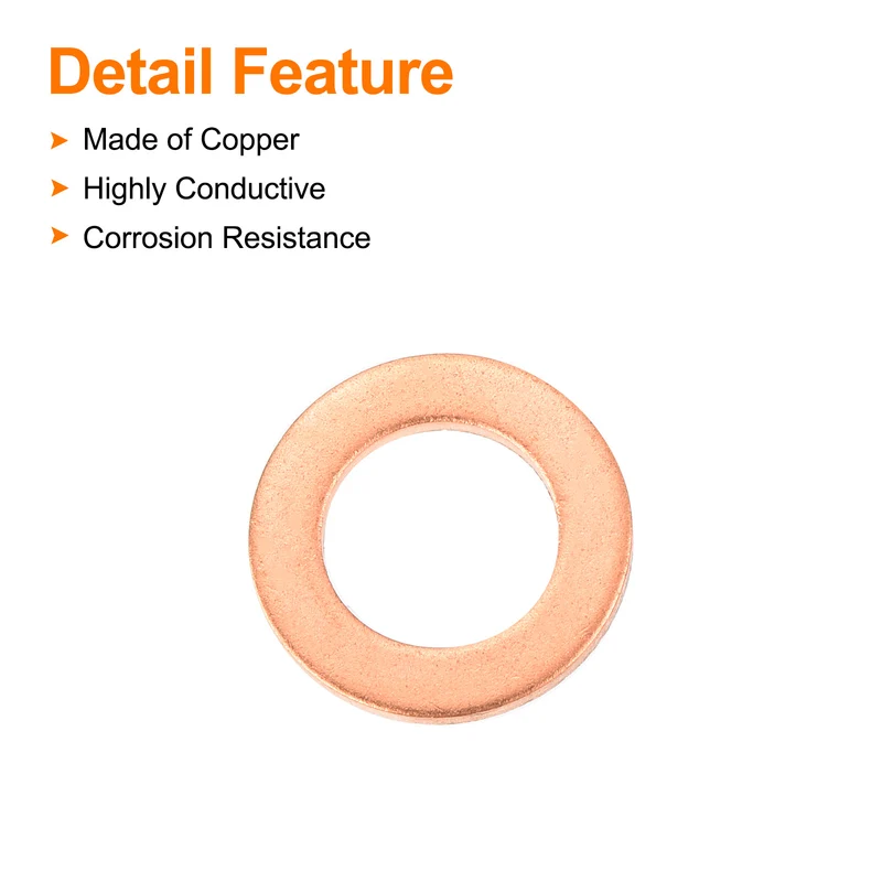 22 Pcs Flat Copper Washers 6x12x1.5mm Copper Flat Sealing Ring Washers