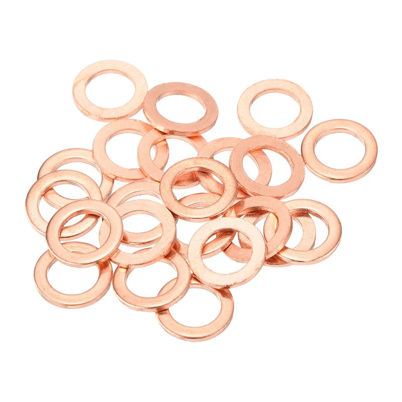 22 Pcs Flat Copper Washers 6x10x1mm Copper Flat Sealing Ring Washers