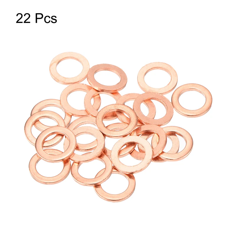 22 Pcs Flat Copper Washers 6x10x1mm Copper Flat Sealing Ring Washers
