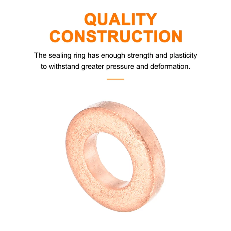 52 Pcs Flat Copper Washers 5x10x2mm Copper Flat Sealing Ring Washers