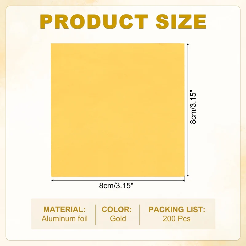 200 Pcs 3x3 Inch Foil Candy Wrappers Chocolate Wrapping Paper Gold