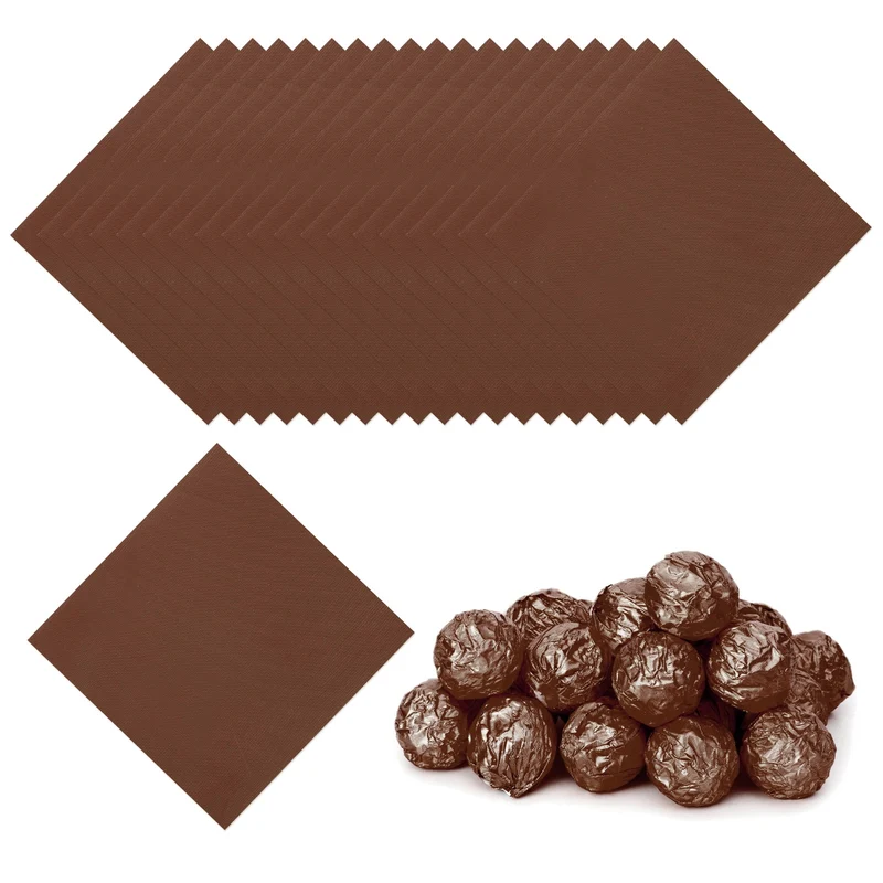 200 Pcs 4x4 Inch Foil Candy Wrappers Chocolate Wrapping Paper Light Coffee