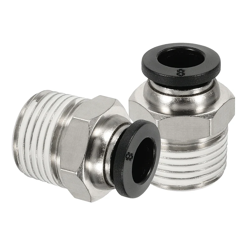 2 Pcs NPT Male 8mm Tube OD x 3/8" NPT Thread Push to Connect Fittings, Black