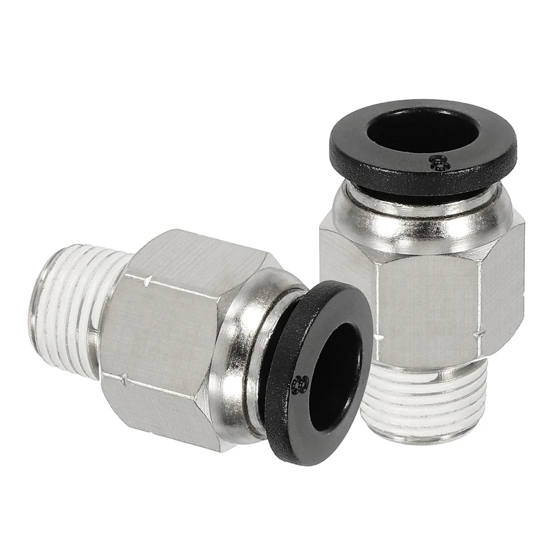 2 Pcs NPT Male 8mm Tube OD x 1/8" NPT Thread Push to Connect Fittings, Black